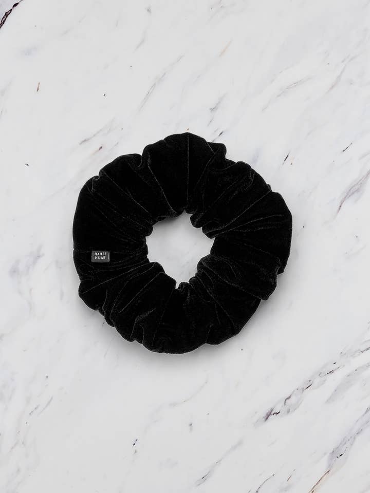 Small Velvet Shaping Scrunchie – Black for wholesale by Haute Hijab