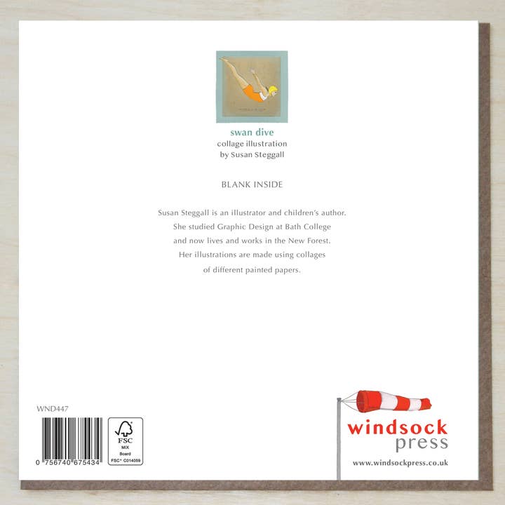 Windsock Press – wholesale Everyday greeting card – Swan Dive (swimming card)2
