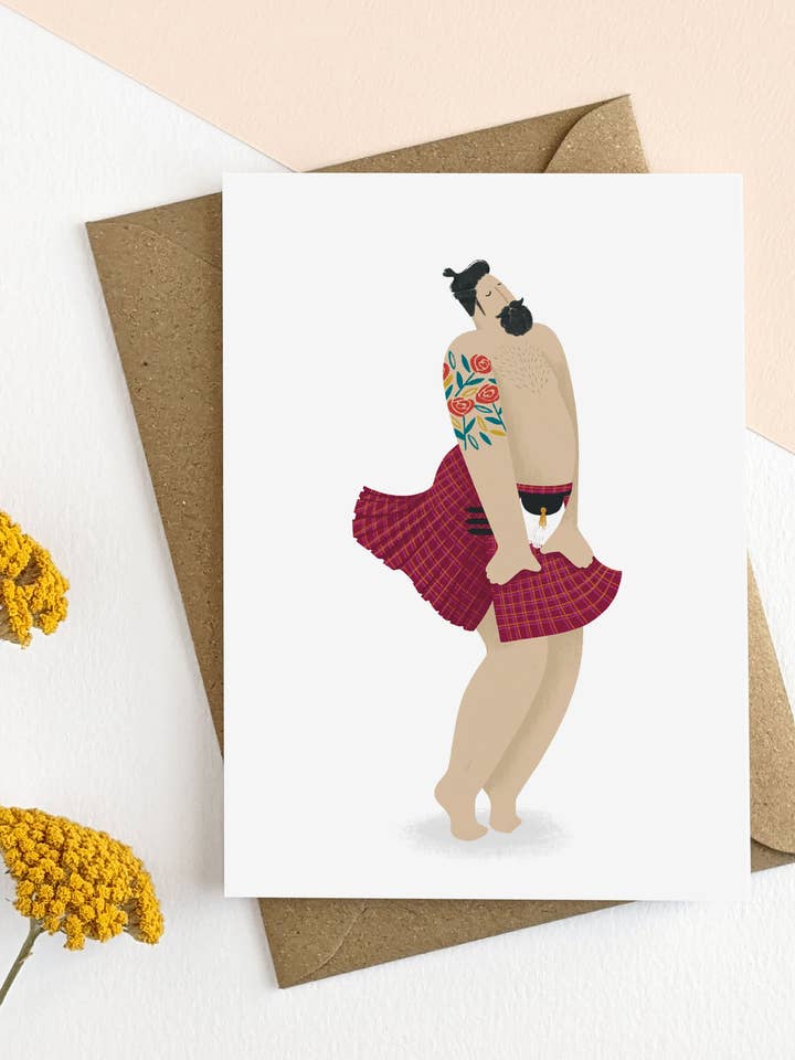 Illustrated Sexy Man Funny Card for wholesale by Elsa Rose Frere