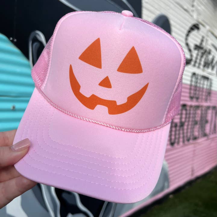 Jack-O-Lantern Trucker Cap (Multiple Color Options) for wholesale by Turquoise & Tequila