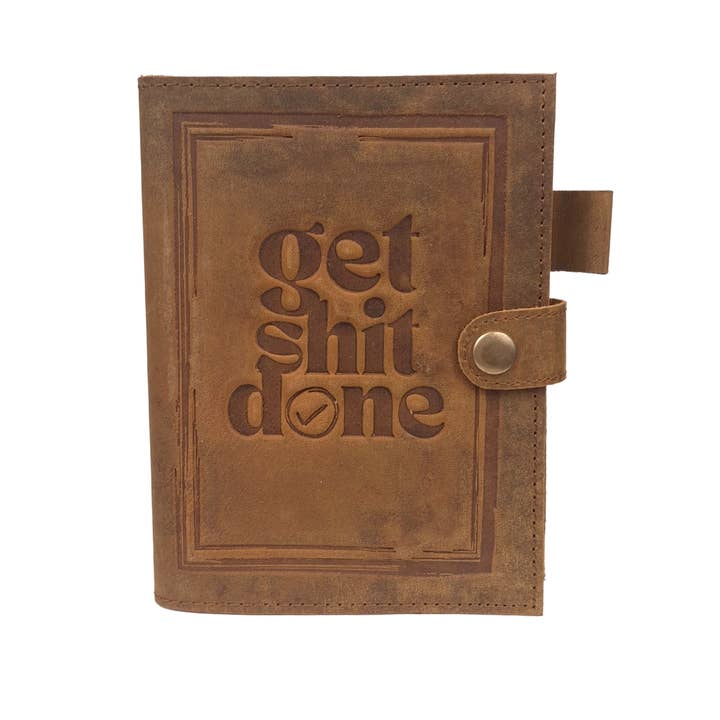 Get Sh*t Done - Tag Lock Leather Journal for wholesale by Men's Gifts Australia