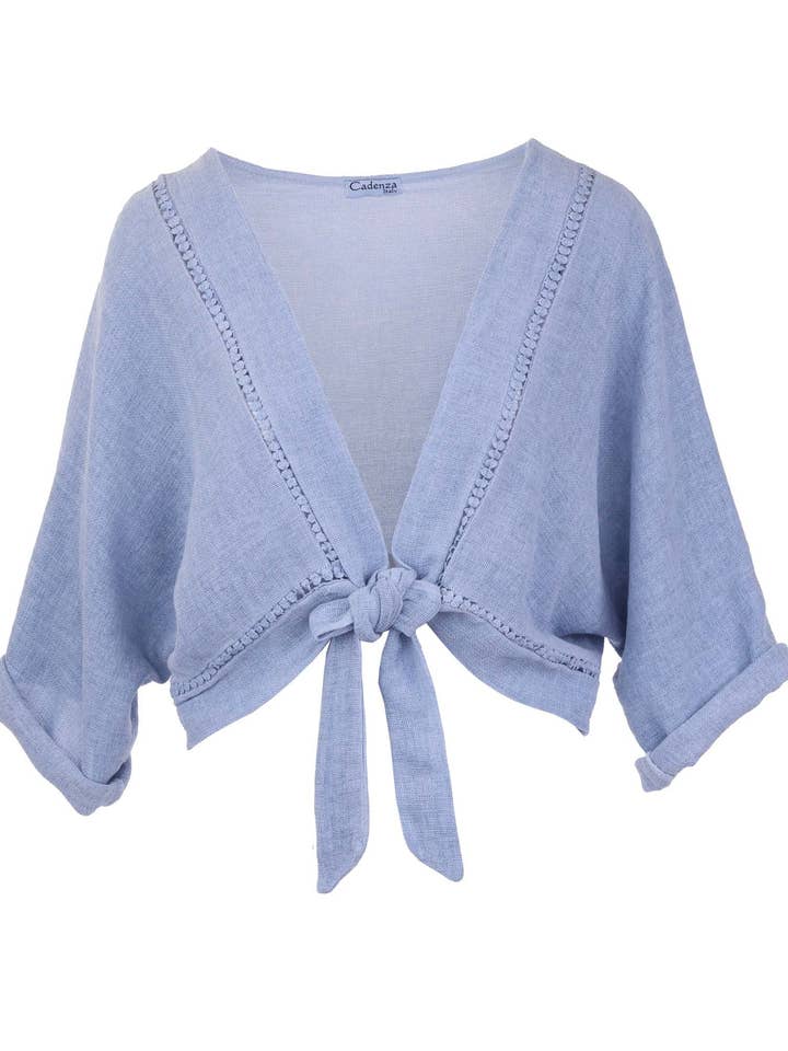 Cadenza Italy Ltd - Wholesale Jacket - Women's - Linen and Cotton Blend Tie Front Jacket5