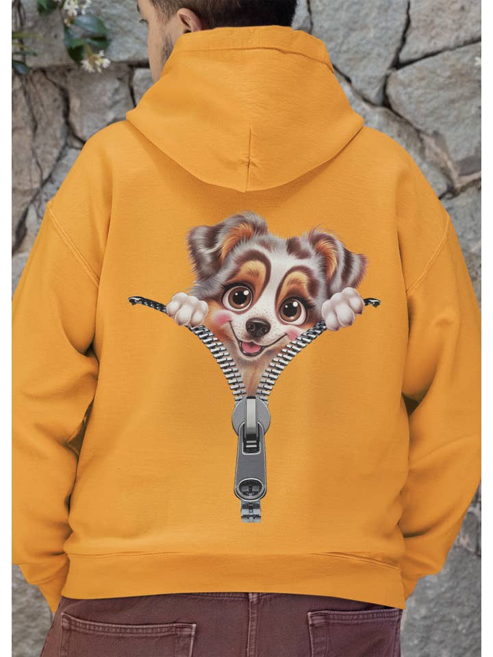 Zombie Paws – wholesale Hoodie - Unisex – Hundtröja med huva - endast tryck på baksidan - Australian Shepherd1