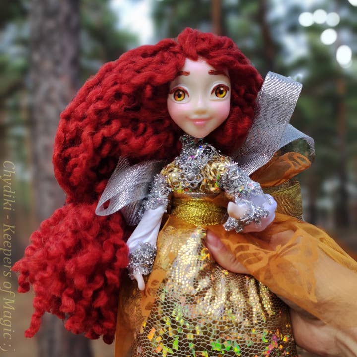 Redhead Christmas doll. Large Plush Fairy doll. for wholesale by FairyArtDolls