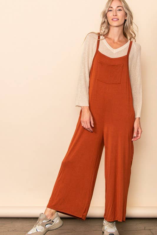 Elloh Collection - Wholesale Jumpsuit - Women's - Casual Comfy Wide Leg Overall Jumper w Bib and Side Pockets24