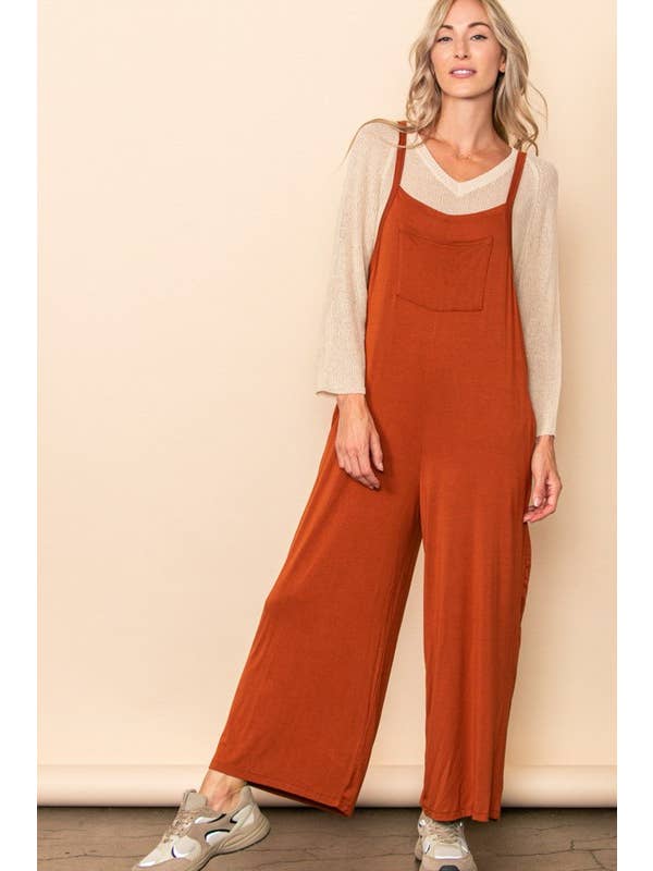 Elloh Collection - Wholesale Jumpsuit - Women's - Casual Comfy Wide Leg Overall Jumper w Bib and Side Pockets24