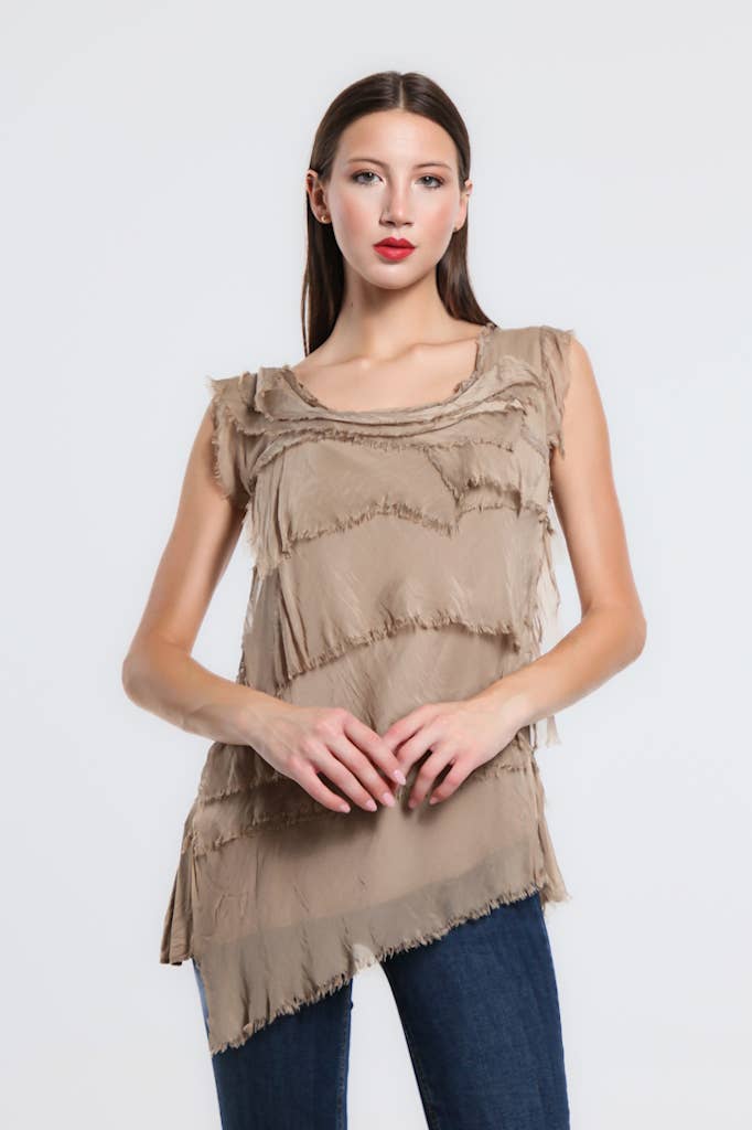 TINA Stephens Italy/Tees By Tina - Wholesale Blouse - Women's - Arianna Silk Ruffle Top (BT205)25