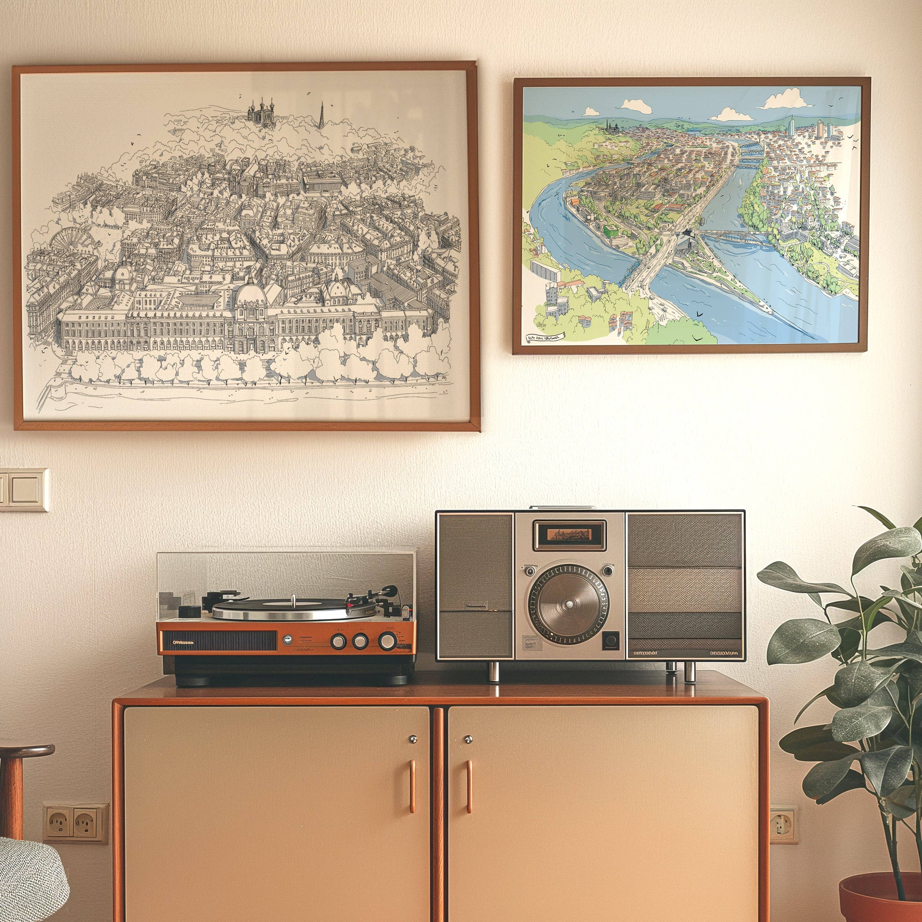 EMILIE ETTORI ILLUSTRATION - Wholesale Art Print - Panoramic view of Lyon Hotel Dieu5