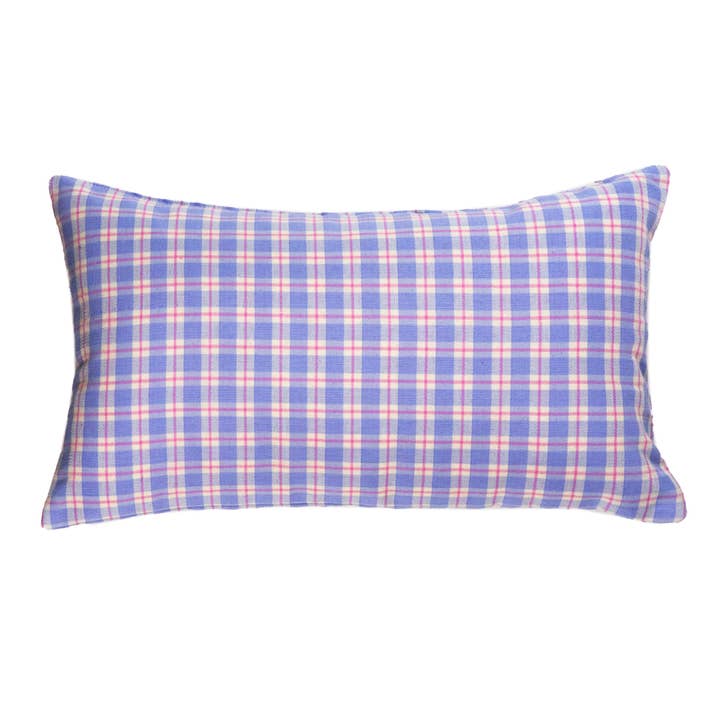 Archive NY Sofia Plaid Rectangle Pillow in Periwinkle for wholesale by Archive NY