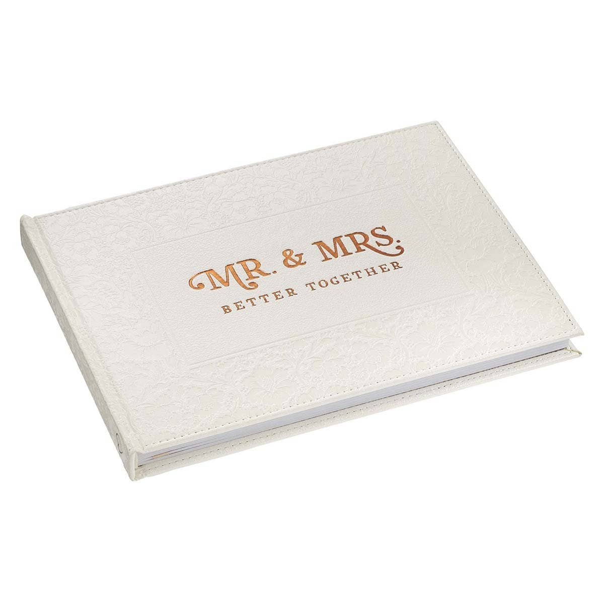 Christian Art Gifts - Wholesale Guest Book - Guest Book White/Gold Mr. & Mrs. Better Together3