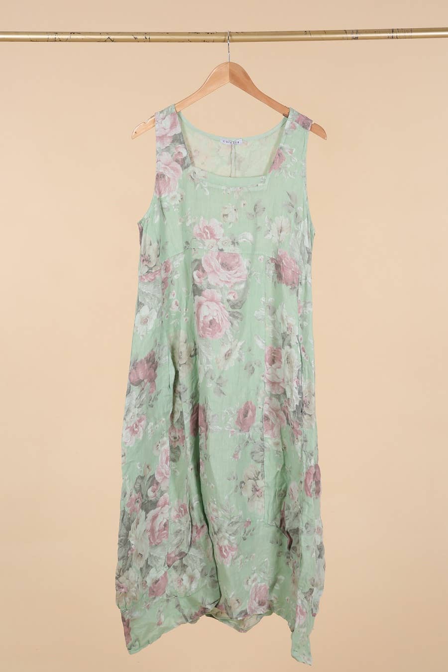 la maison des fibres naturelles - Wholesale Dress - Women's - sleeveless floral dress in 100% linen 622324