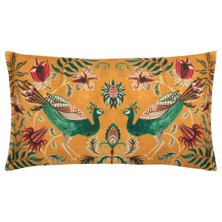 Holland Park Duo Rectangular Peacock Cushion Ochre for wholesale on Faire