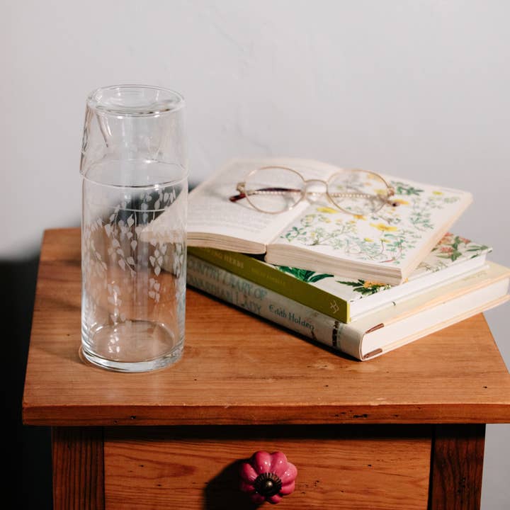 Silver Birch Mini Carafe & Glass Set 0.5L for wholesale by Emma Britton Decorative Glass Designer