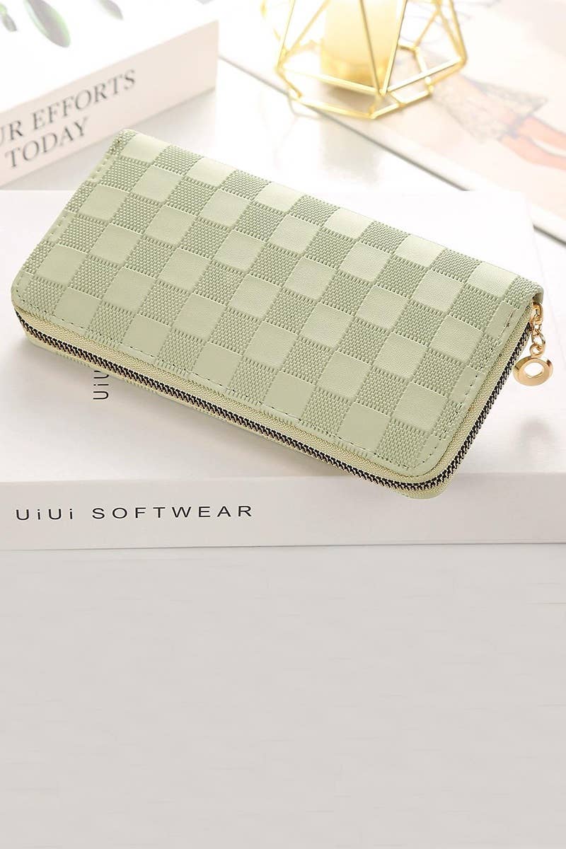 42POPS - Wholesale Wallet - Women's - ,....0806 Checkered Monogram Vegan Leather Long Wallet SI-279502