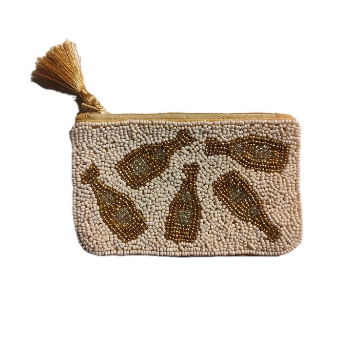 Håndlavet Perlebesat Champagnepose * Gave * for engroshandel hos Muno