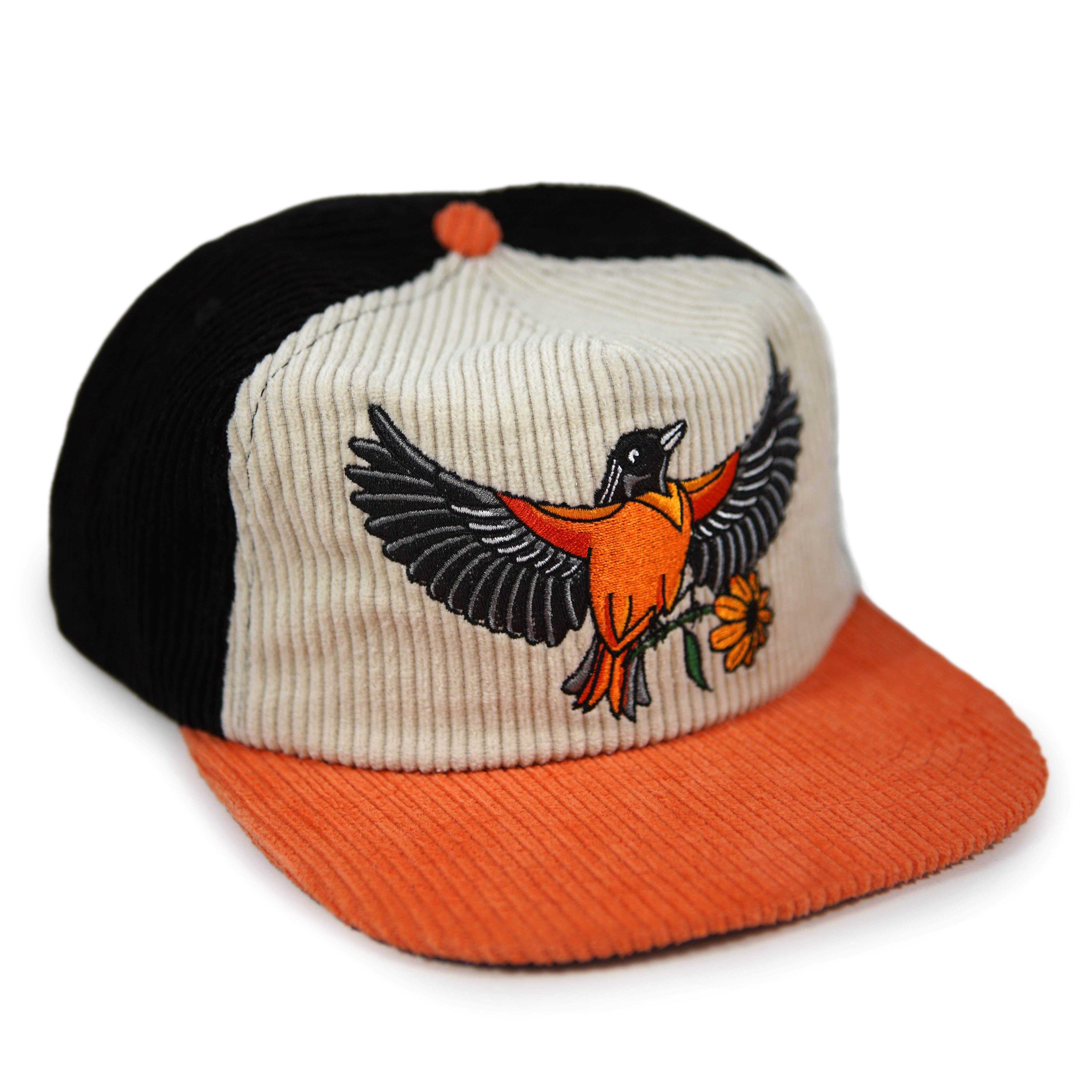 Stuntin Goods - Wholesale Flat Brim Cap - Unisex - Oriole Two-Tone Corduroy Hat2