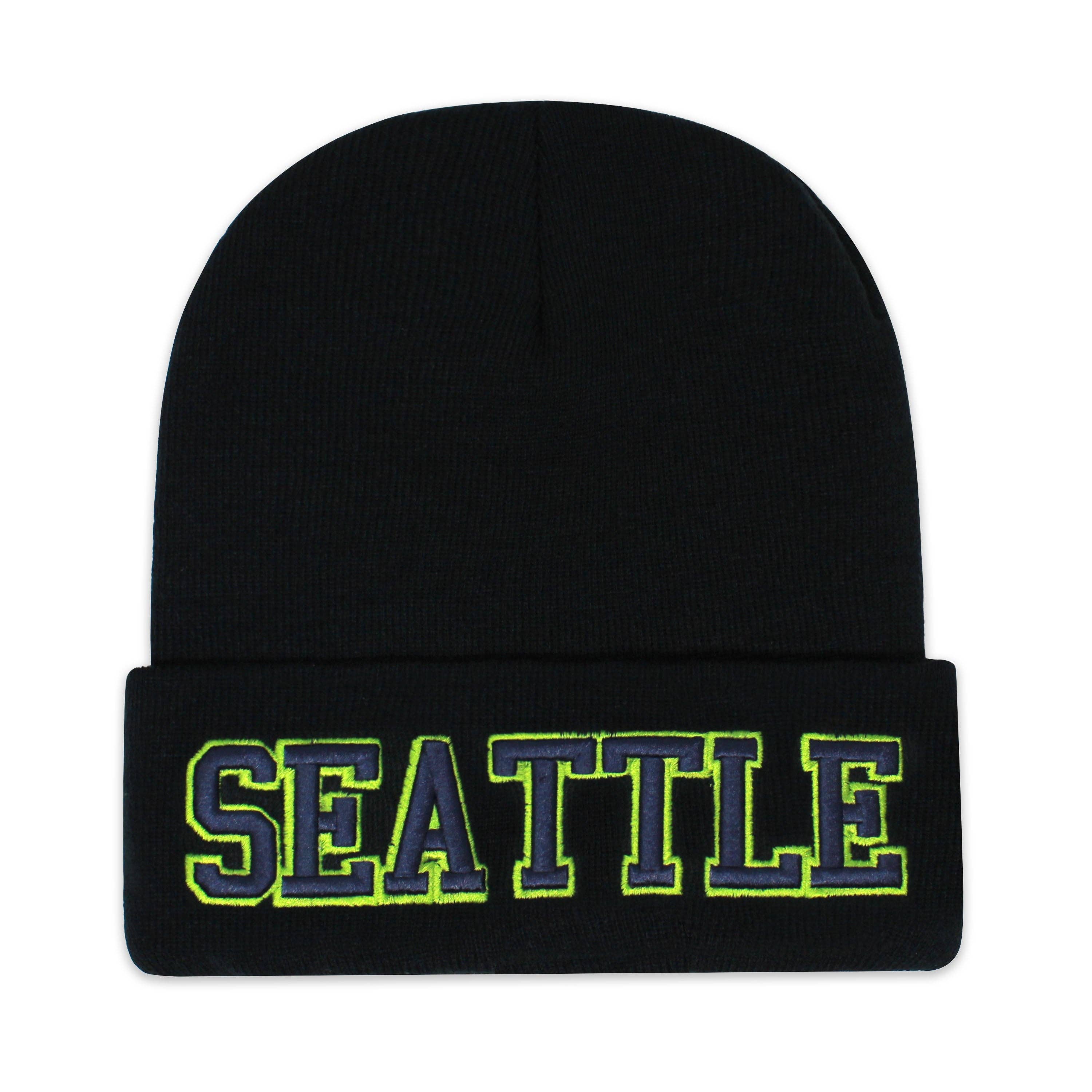 ChoKoLids - Vente Bonnet – unisexe - Bonnets noirs en tricot brodé 3D Football Sports Team City29