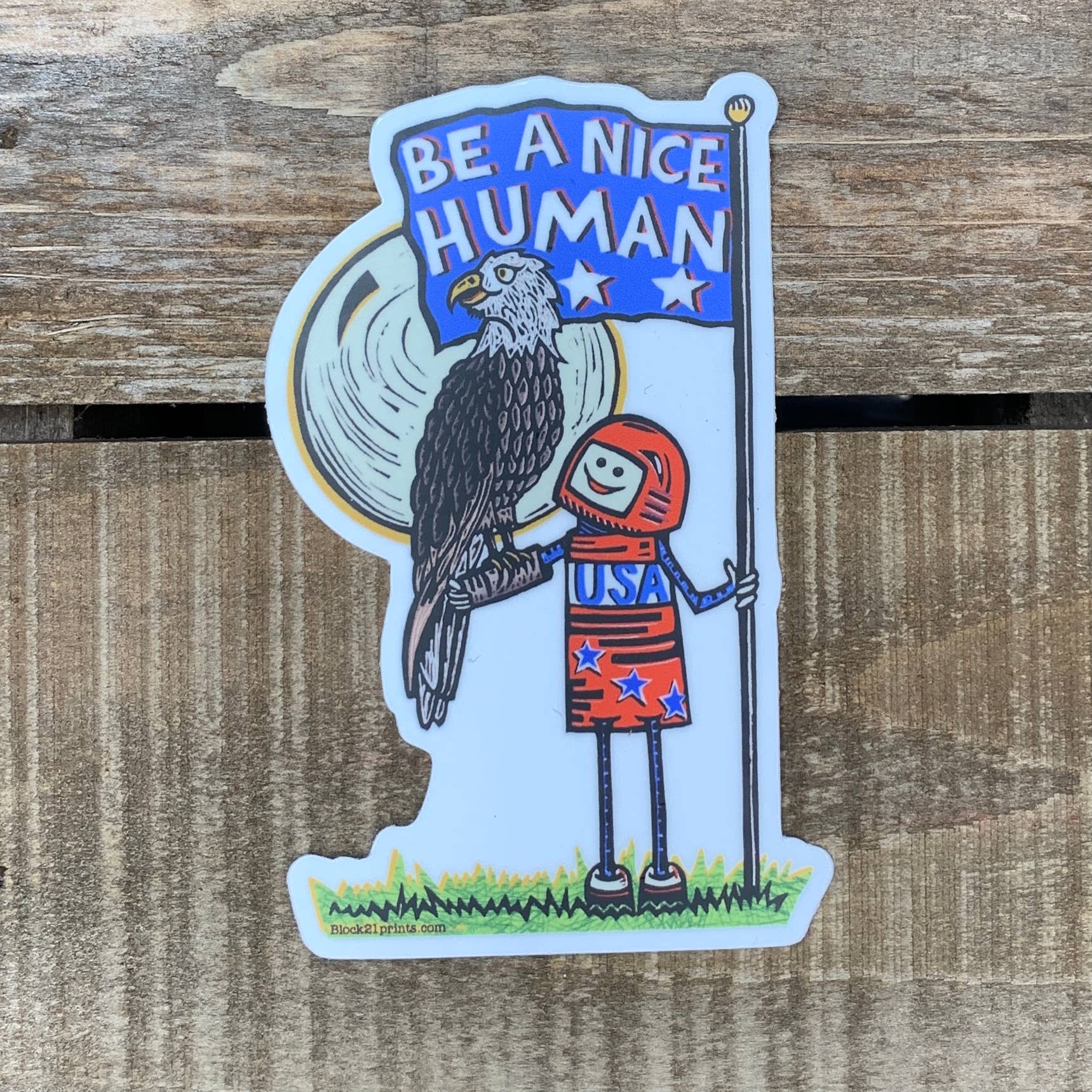 Block21Prints – wholesale Klistermärke – USA Var Snäll Klistermärke – Patriotiskt Budskap om Vänlighet1