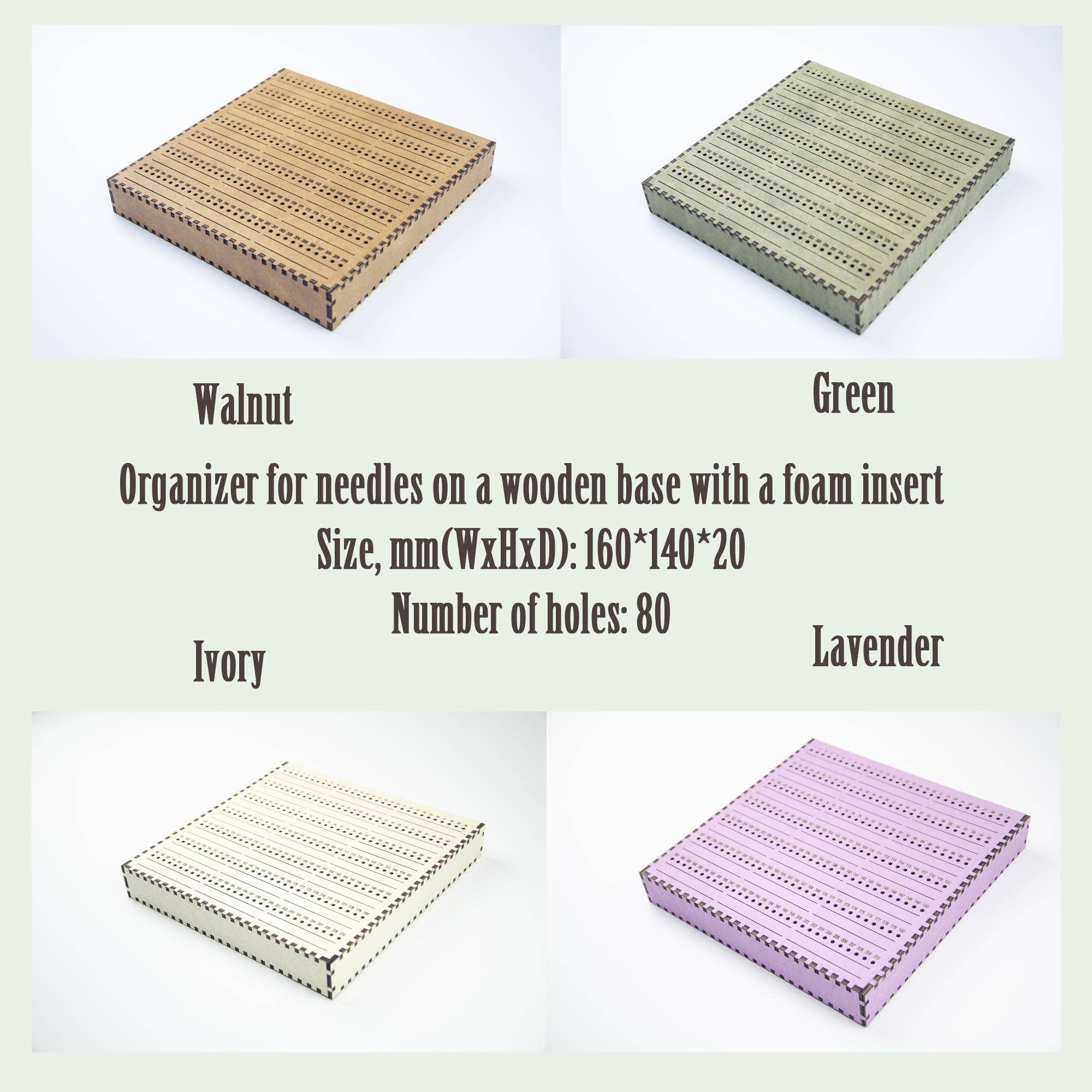 Embroidery craft – Engroshandel Håndværk forsyninger – Broderinål Opbevaringsorganisator – Træboks 80 Huller1