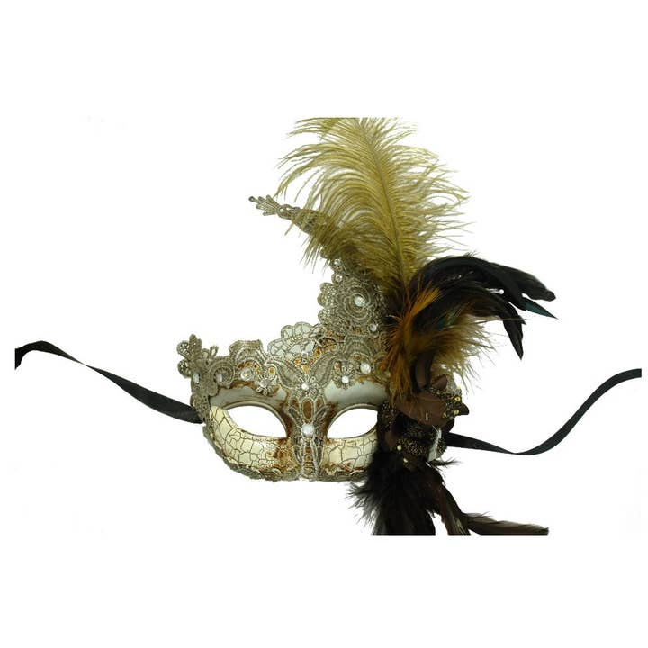 Revnet blonde fjer maske for engroshandel hos KBW Global Corp.