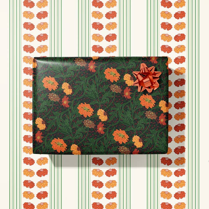 Zinnia Gift Wrap Sheet-Double Sided for wholesale by re:mused studio