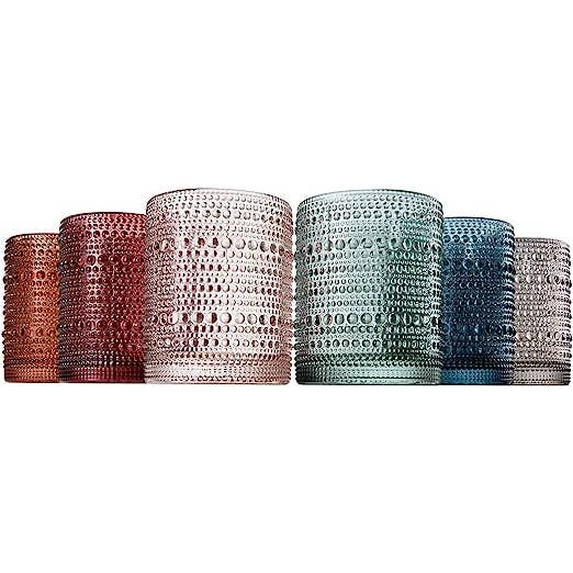 The Wine Savant / Khen Glassware - Wholesale Cocktail/Liquor Glass - Hobnail Colored Beaded Tumbler Drinking Glasses Set of 61