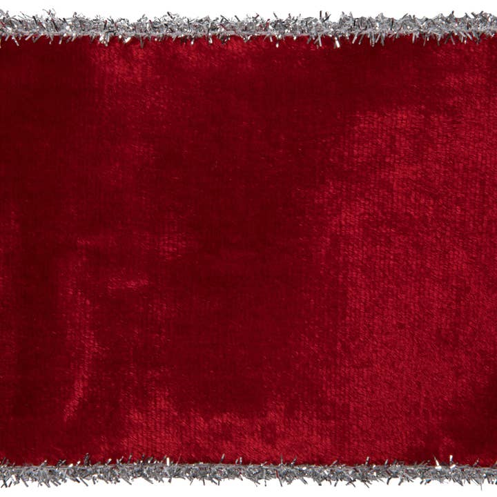 Vickerman 4"x5yd Red Viscose Velvet Ribbon for wholesale on Faire2