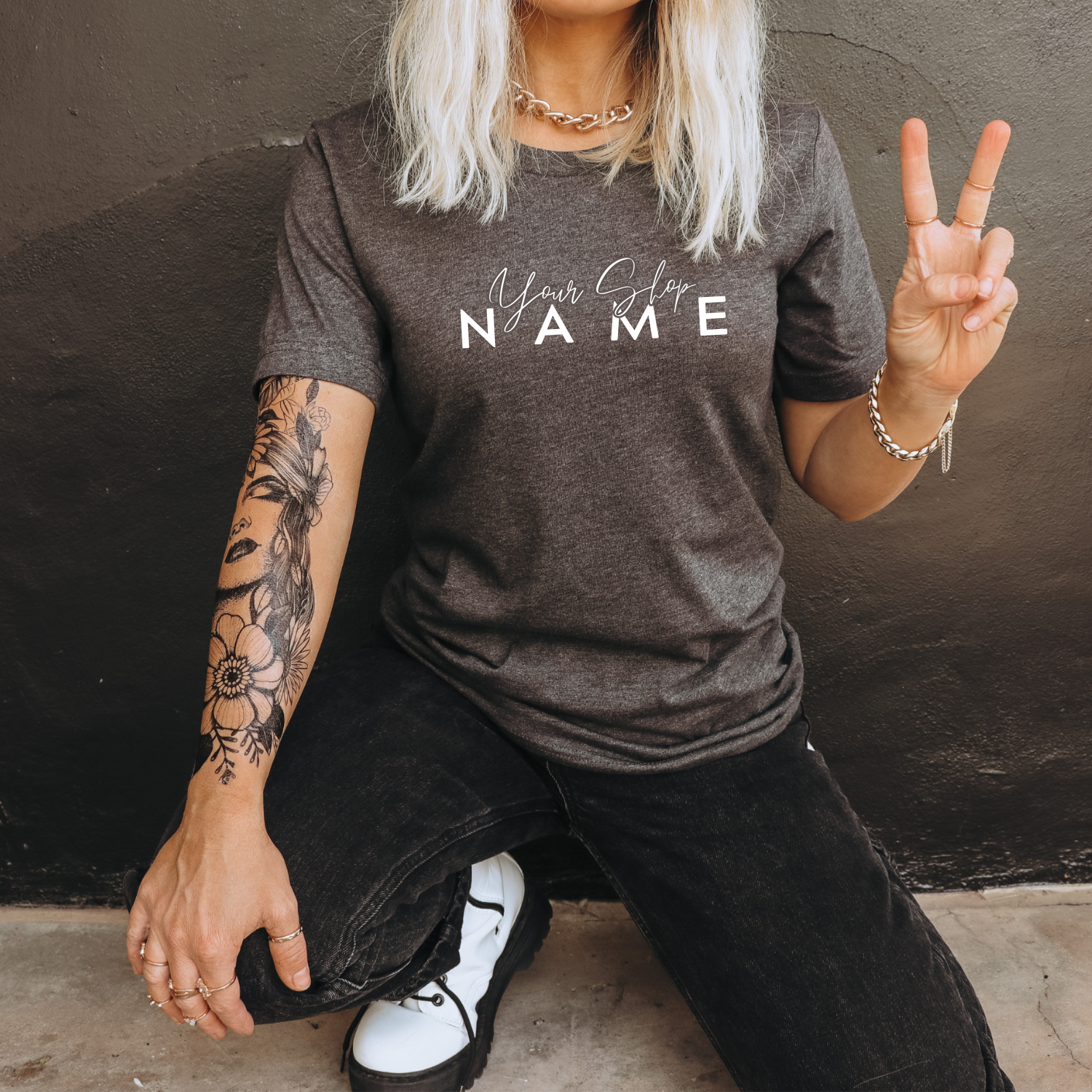 Custom Shop Name or Text Personalized Boutique Logo T-Shirt for wholesale on Faire17