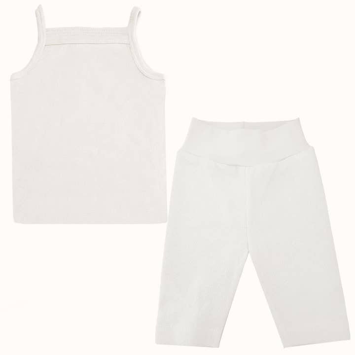 Soft Moves: Mouwloos Shirt en 3/4 Leggings Beige voor wholesale door Pim-Pam-Pum