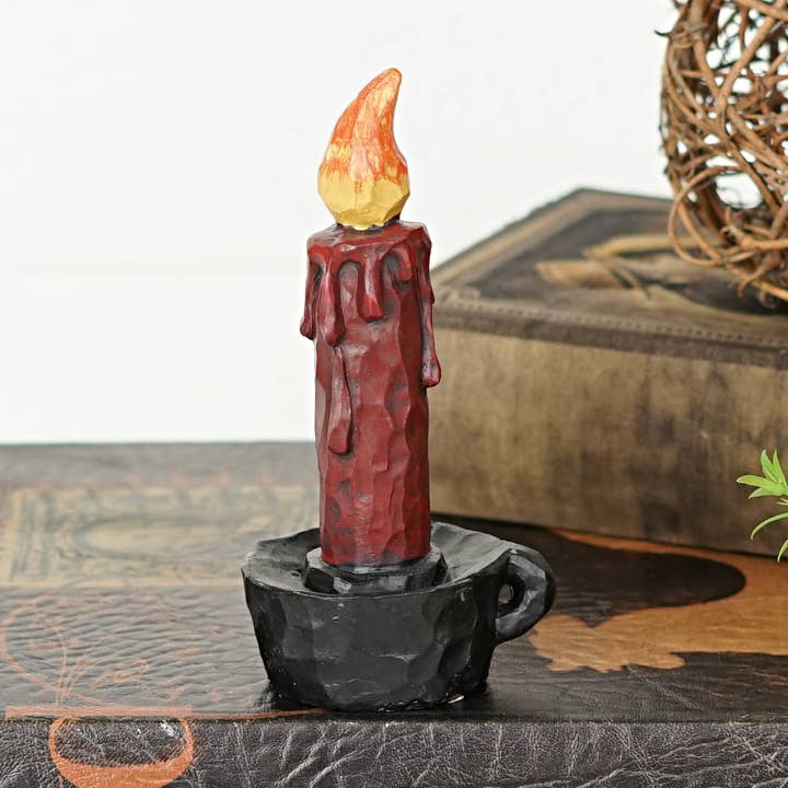 M2371- Polyresin Red Candle Figurine decor for wholesale by Impressive Enterprises, Inc.