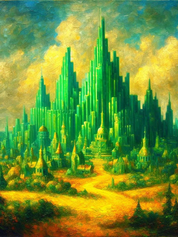 Peinture à l'huile de la Cité d'Émeraude pour la vente par Keep Calm Collection