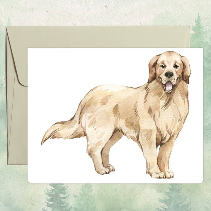 Carte de vœux faite main avec un Golden Retriever pour la vente par Soul Familiar