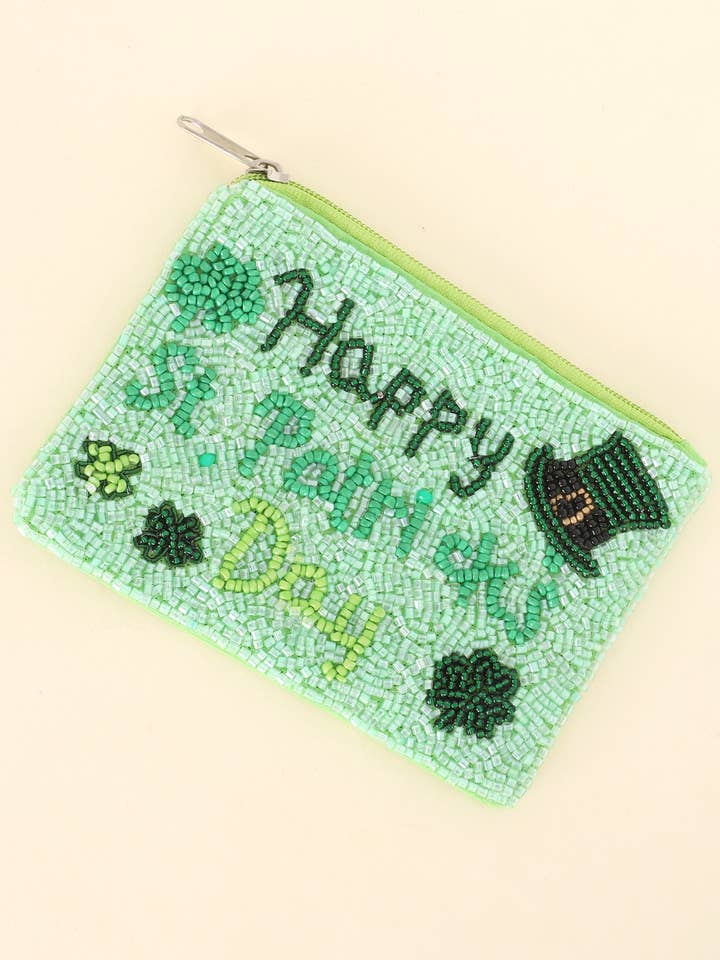 Happy Saint Patrick's Day Beaded Coin Bag for wholesale by SP Sophia Collection