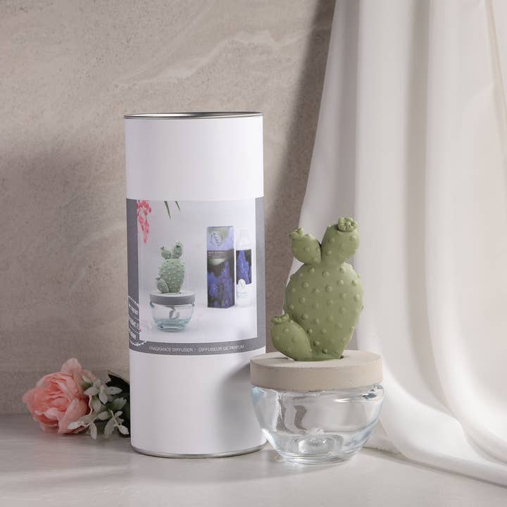 Pretty Valley Home – Engroshandel Duftolie med pinde – Cactus - Bunny Ear Cactus keramisk diffuser gavesæt - 100ml