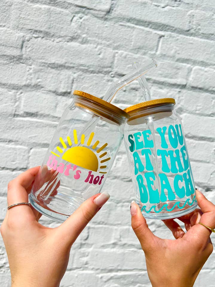 Glass Cups With Lid and Straw for wholesale by Mi Cielo Whole Sale