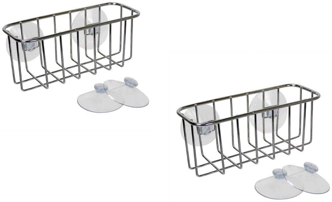 Jolitee Silver Stainless Steel Suction Cup Sink Caddy for Sponges or Soap with Extra Suction Cups for wholesale on Faire