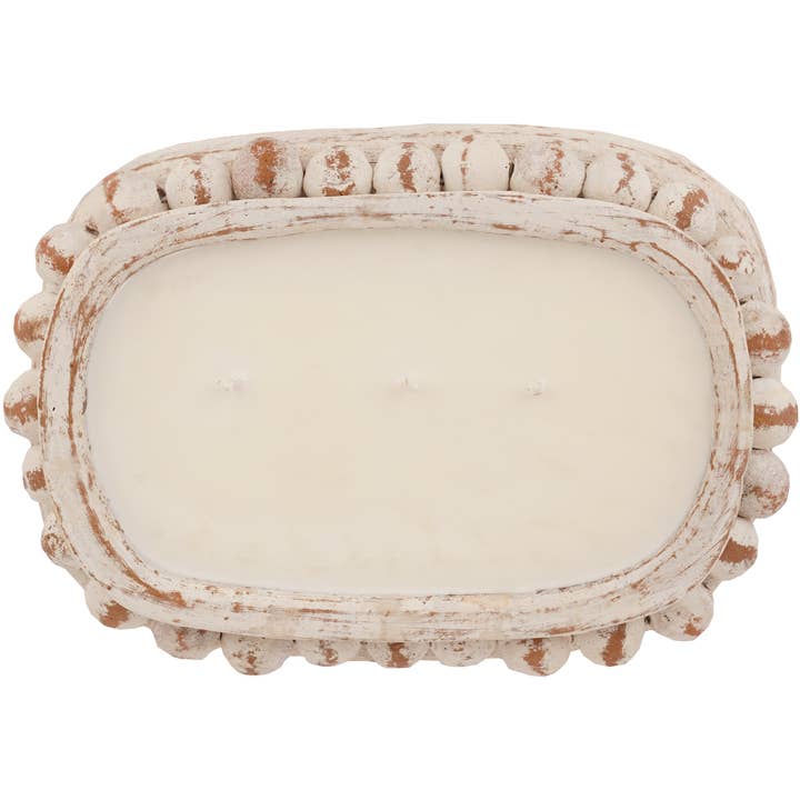 My Amigos Imports - Wholesale Candle Holder - CLEARANCE-Ovee Beaded Candle Ready Clay Vessel--White---$101