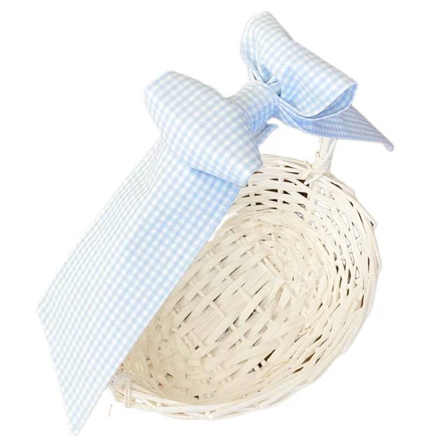 Blue Gingham Basket Bow for wholesale by The Bow Next Door