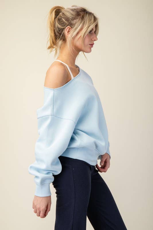 Sunday Morning - Wholesale Sweatshirt - Women's - T6899PL37 PLUS SIZE OFF SHOULDER FRENCH TERRY FLEECE TOP21