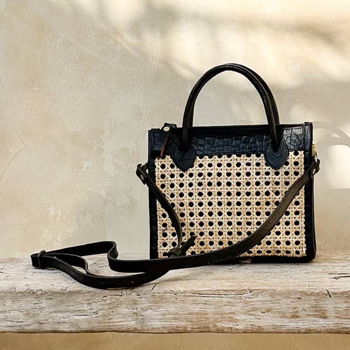 Prague Rattan Bag - Black for wholesale by Voyage the Label