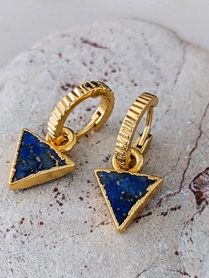 The Triangle Lapis Lazuli Earrings for wholesale by Lapis London