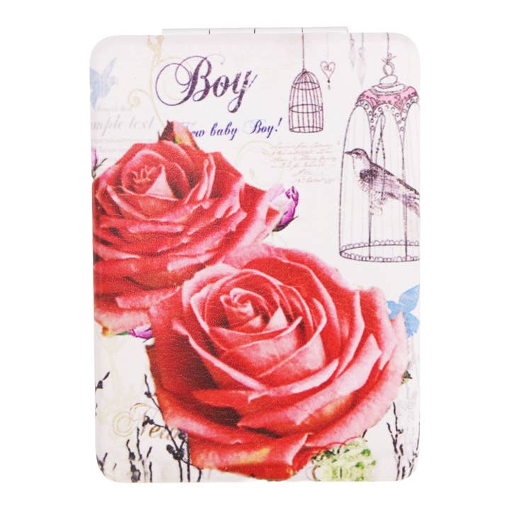 ASSORTED Rose Floral Matte Makeup Mirror - 12 Pcs for wholesale on Faire8