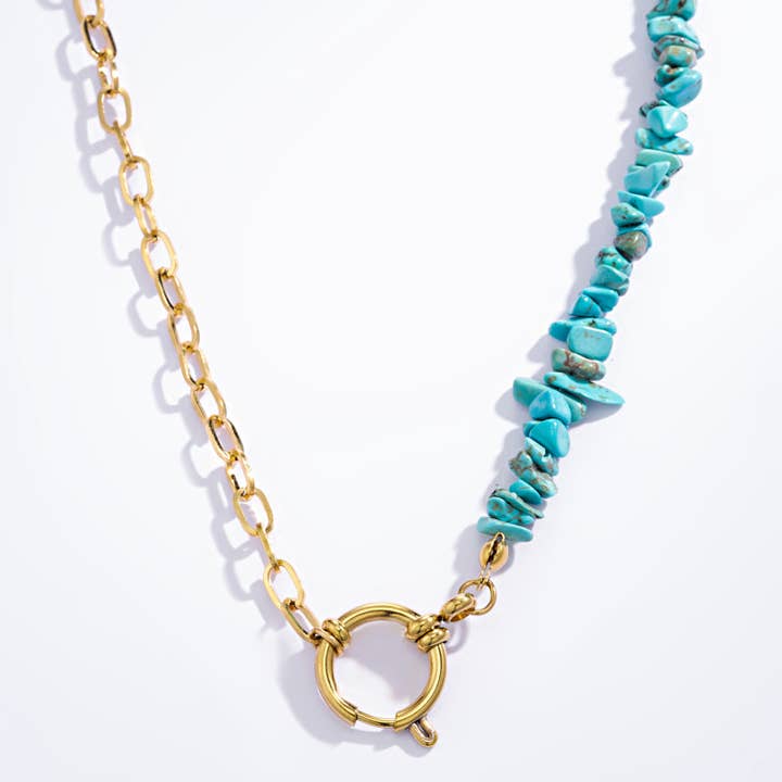 BYREN | ÉLINE L'ATELIER - Wholesale Pendant/Charm Necklace - 224RX50 stainless steel colored stone necklace