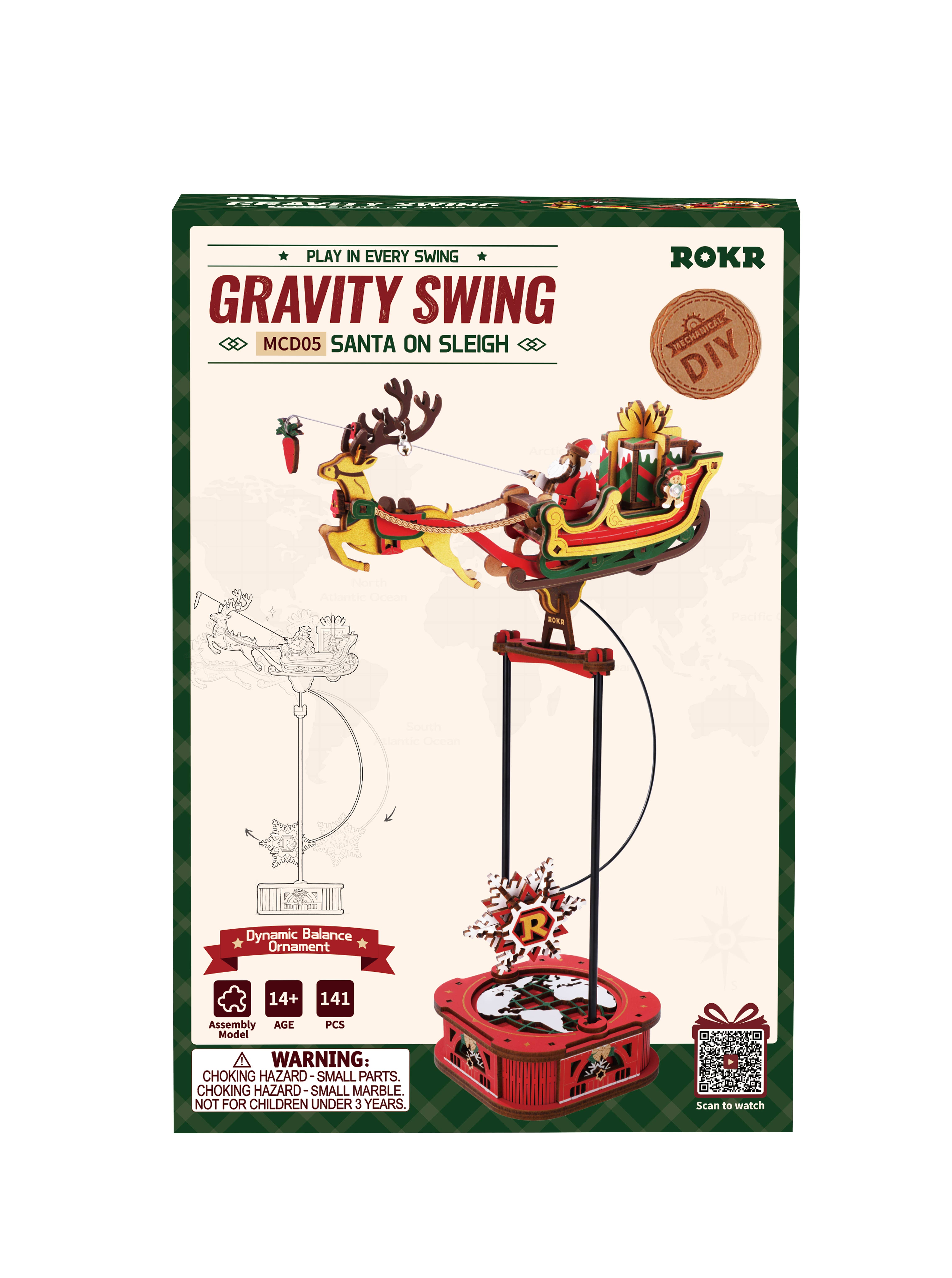 Wholesale MCD05 ROKR Santa on Sleigh Xmas 3D Wooden Puzzle for