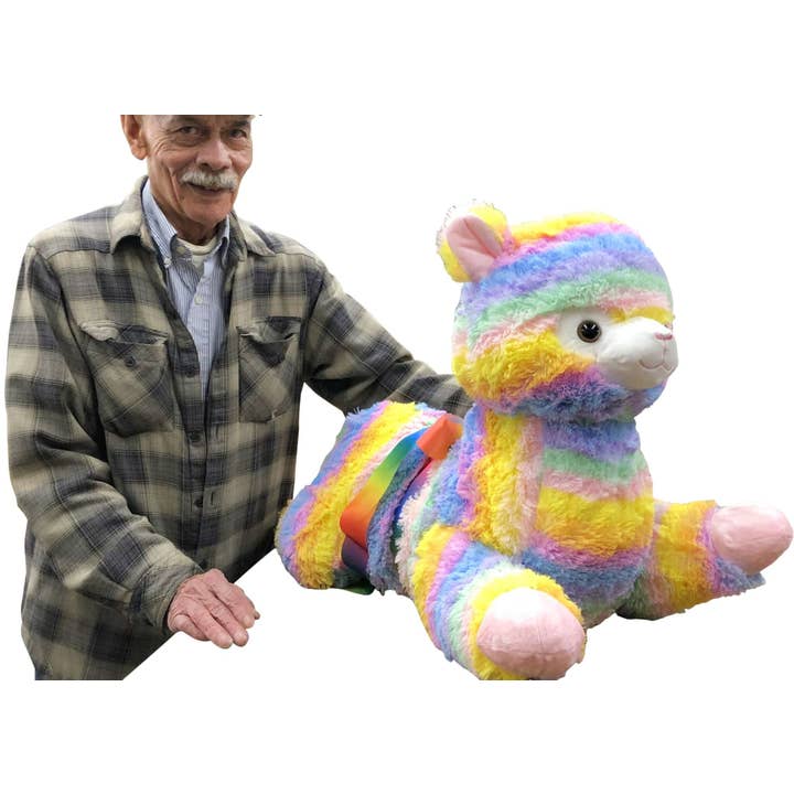 Big Plush - Wholesale Stuffed/Plush Toy - Kids & Baby - Extra Large Stuffed Llama Rainbow Color Soft 30 inches