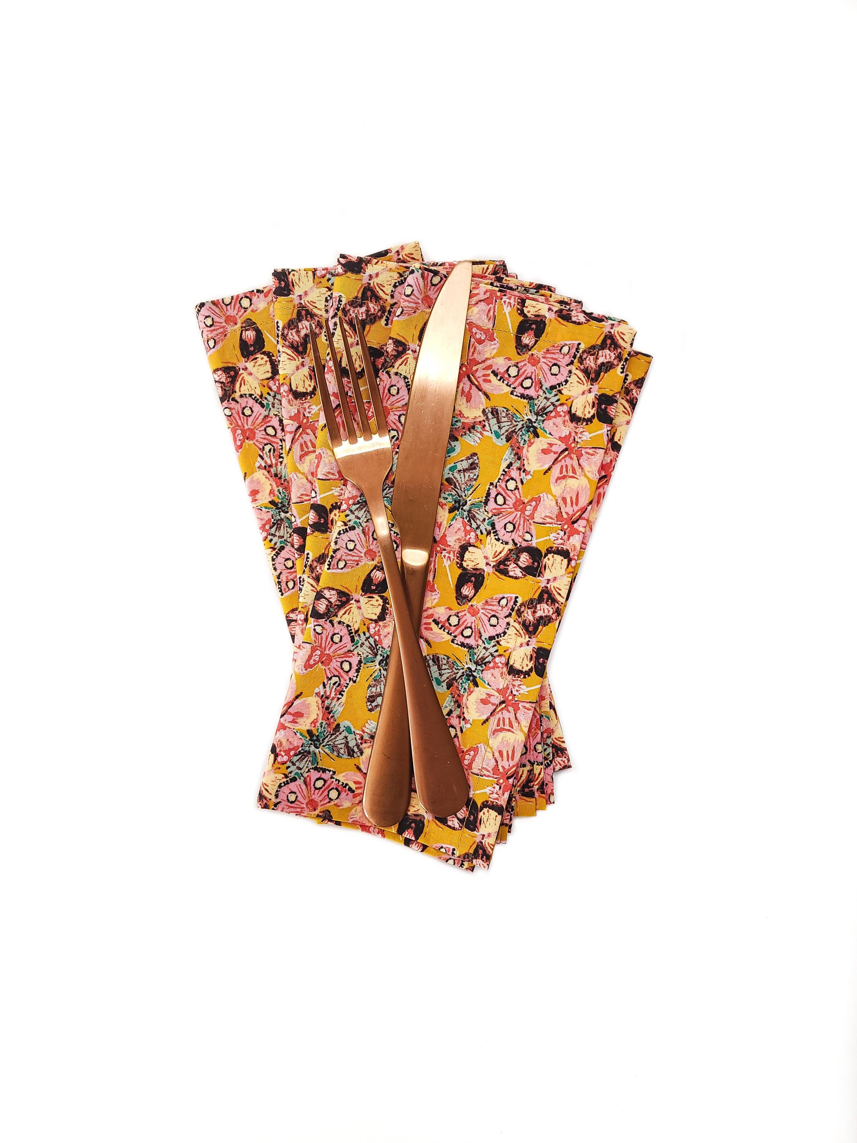 90 West Linen Co. - Wholesale Dinner & Cloth Napkin - Golden Butterfly Cloth Napkins, Set of 415