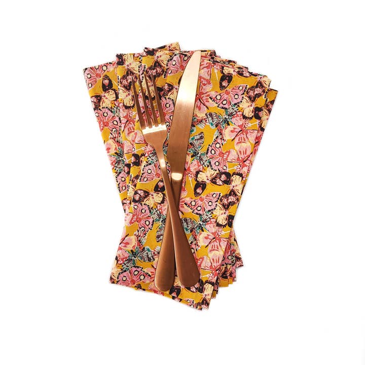90 West Linen Co. - Wholesale Dinner & Cloth Napkin - Golden Butterfly Cloth Napkins, Set of 415