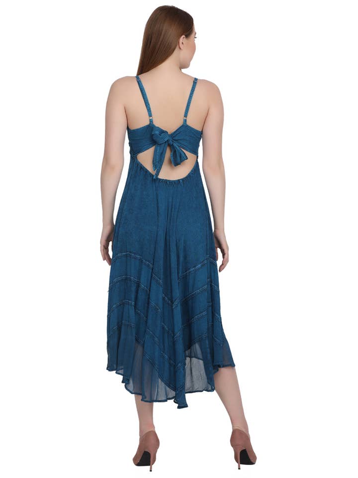 Advance Apparels - Wholesale Dress - Women's - Back Tie Acid Wash Dress (S/M-1X/2X) 4 Colors ADL-3033318