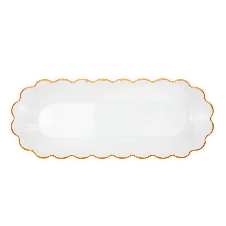 The Royal Standard - Wholesale Platter - Chapelle Oval Serving Platter Clear/Gold 17.8x1.2x7