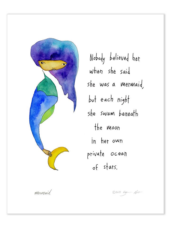 Sjöjungfru 11x14 Konsttryck för wholesale av StoryPeople
